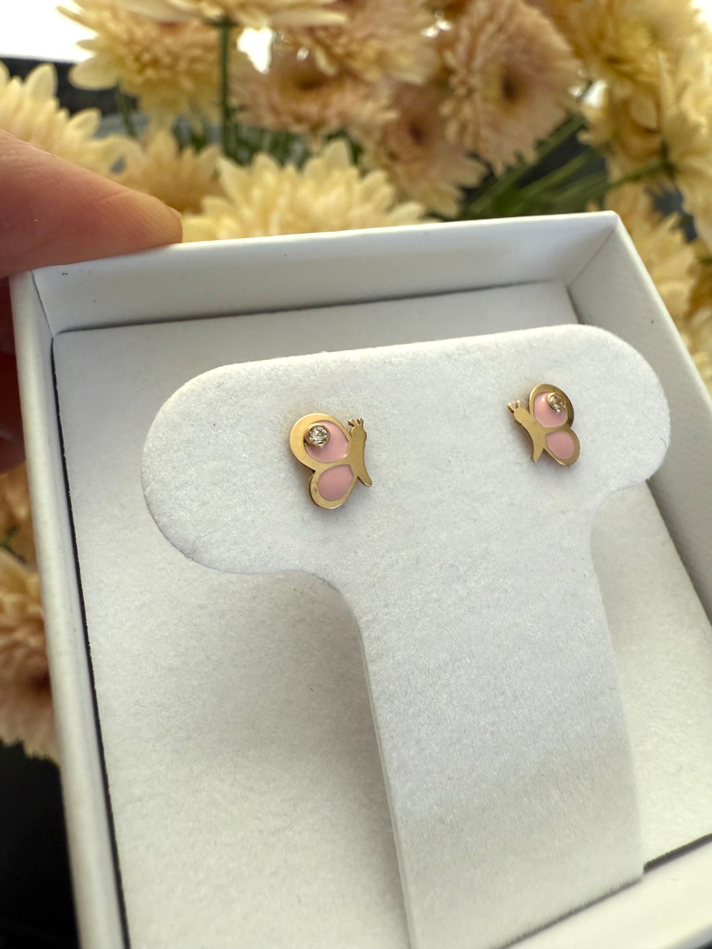 Aretes mariposa rosa alas
