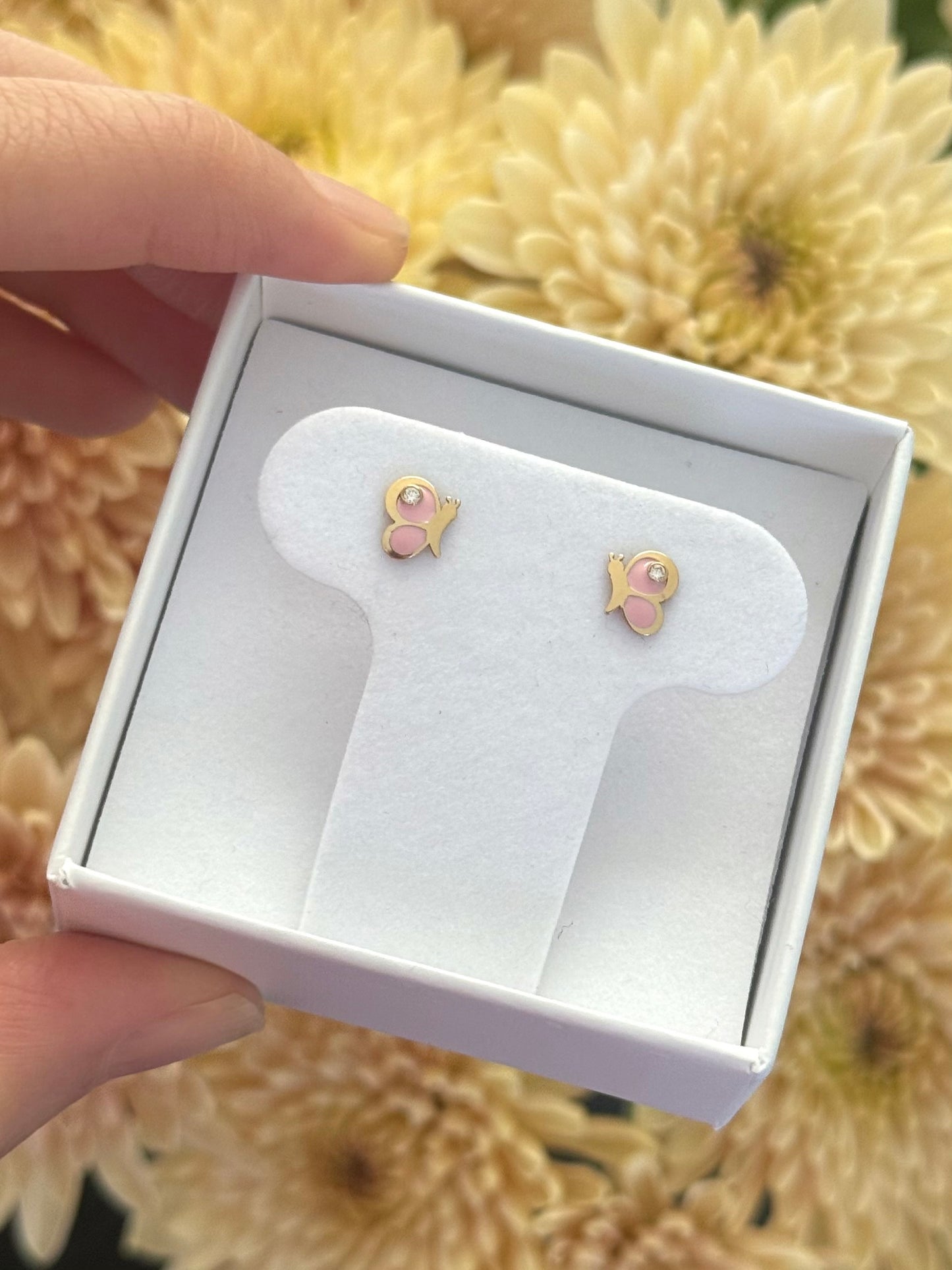 Aretes mariposa rosa alas