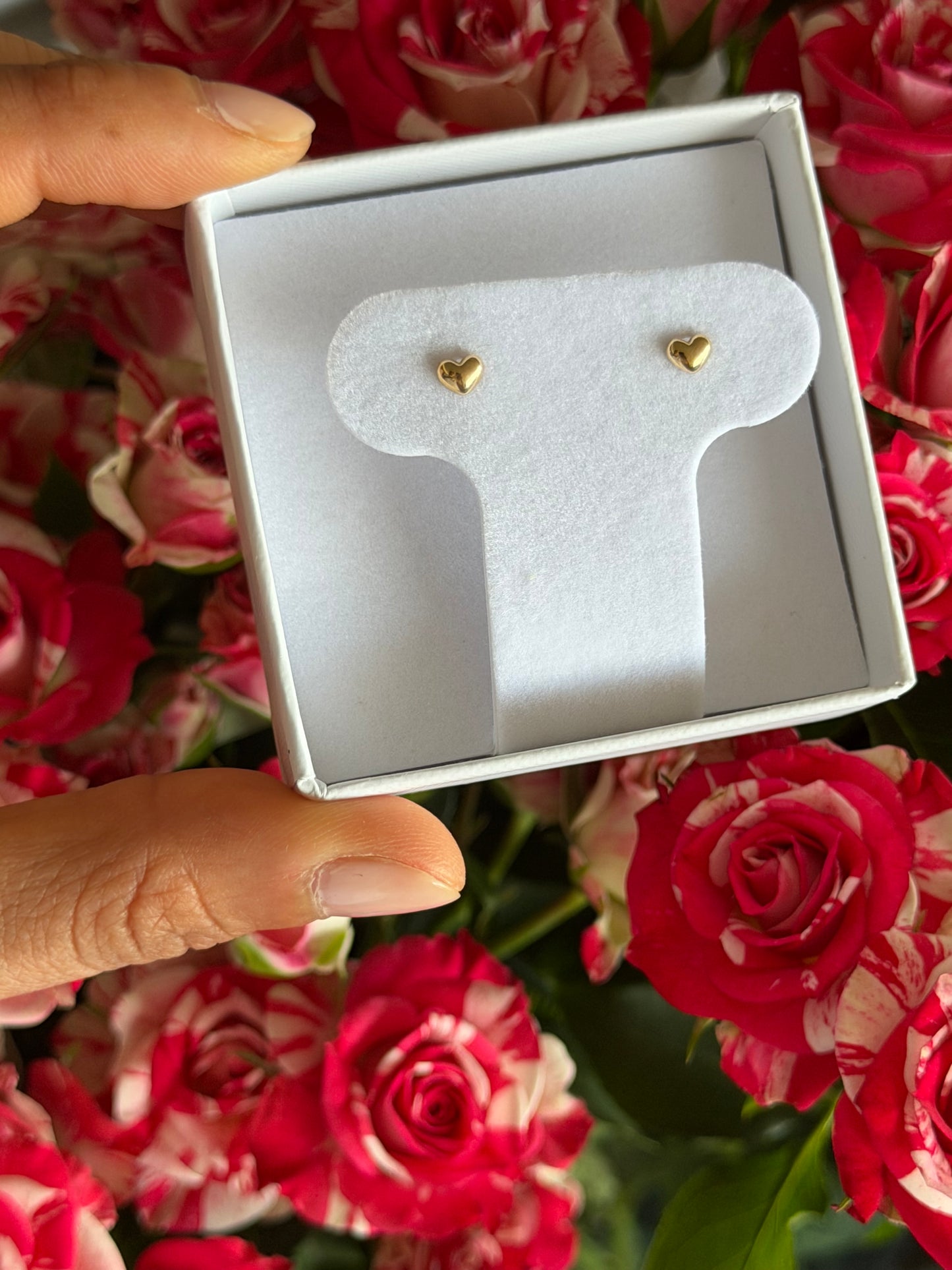Aretes chicos corazón de oro 14k