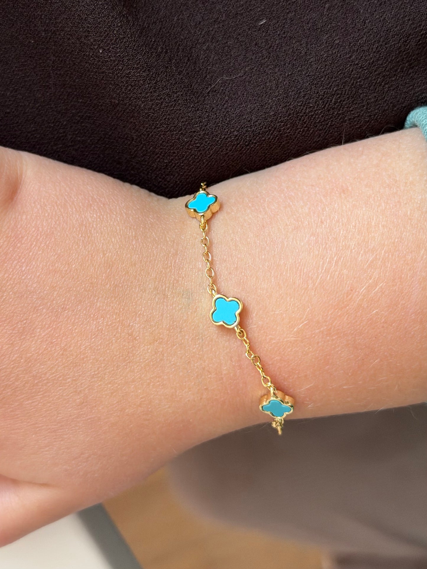 Pulsera trébol turquesa