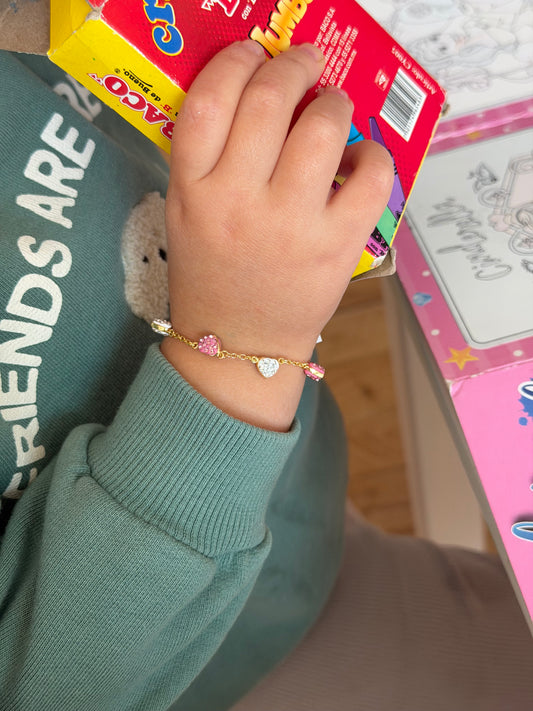 Pulsera corazones glittery