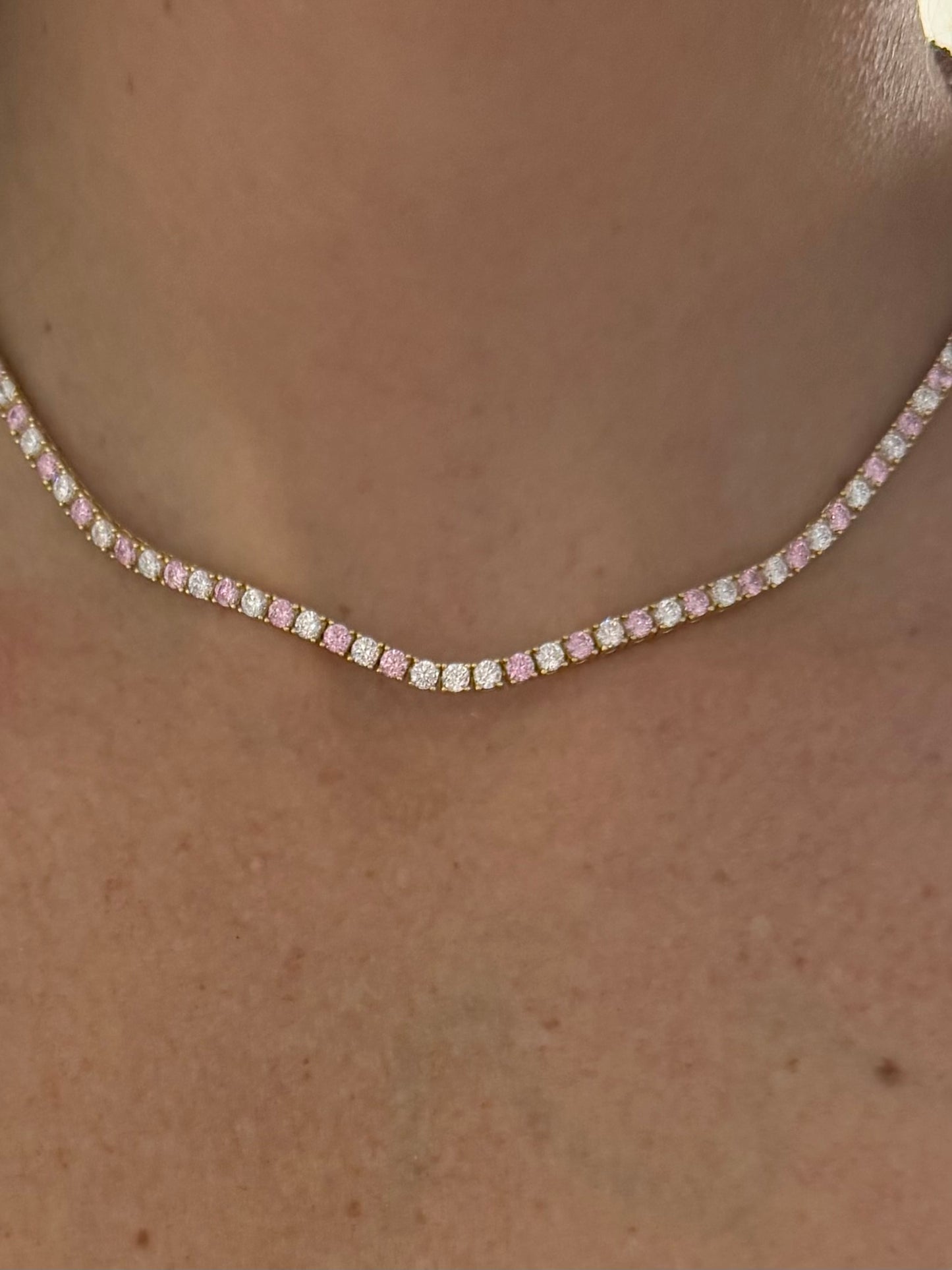 Collar tennis rosa&blanco