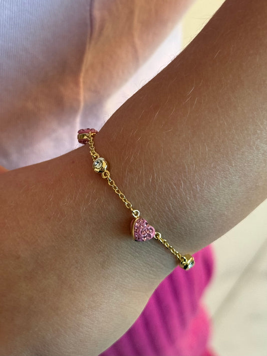 Pulsera corazón glitter y cz