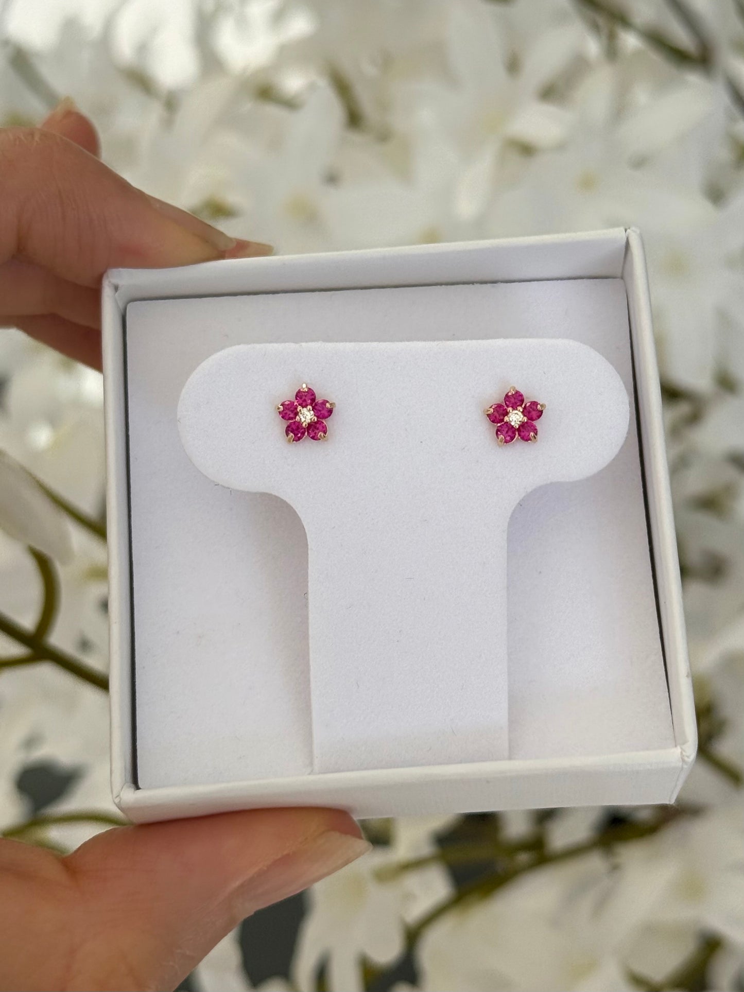 Aretes flor rosa