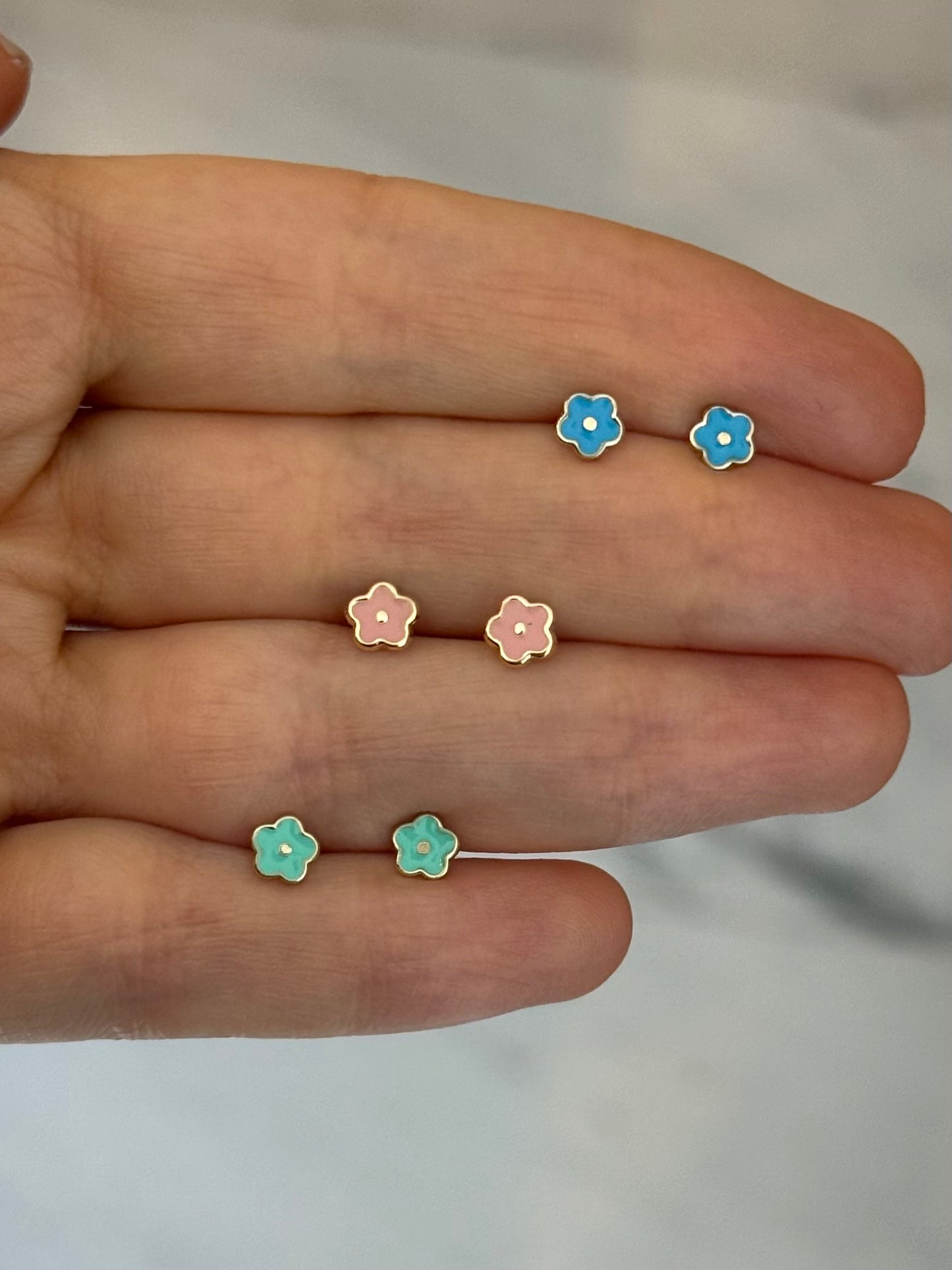 Aretes flor rosa pastel