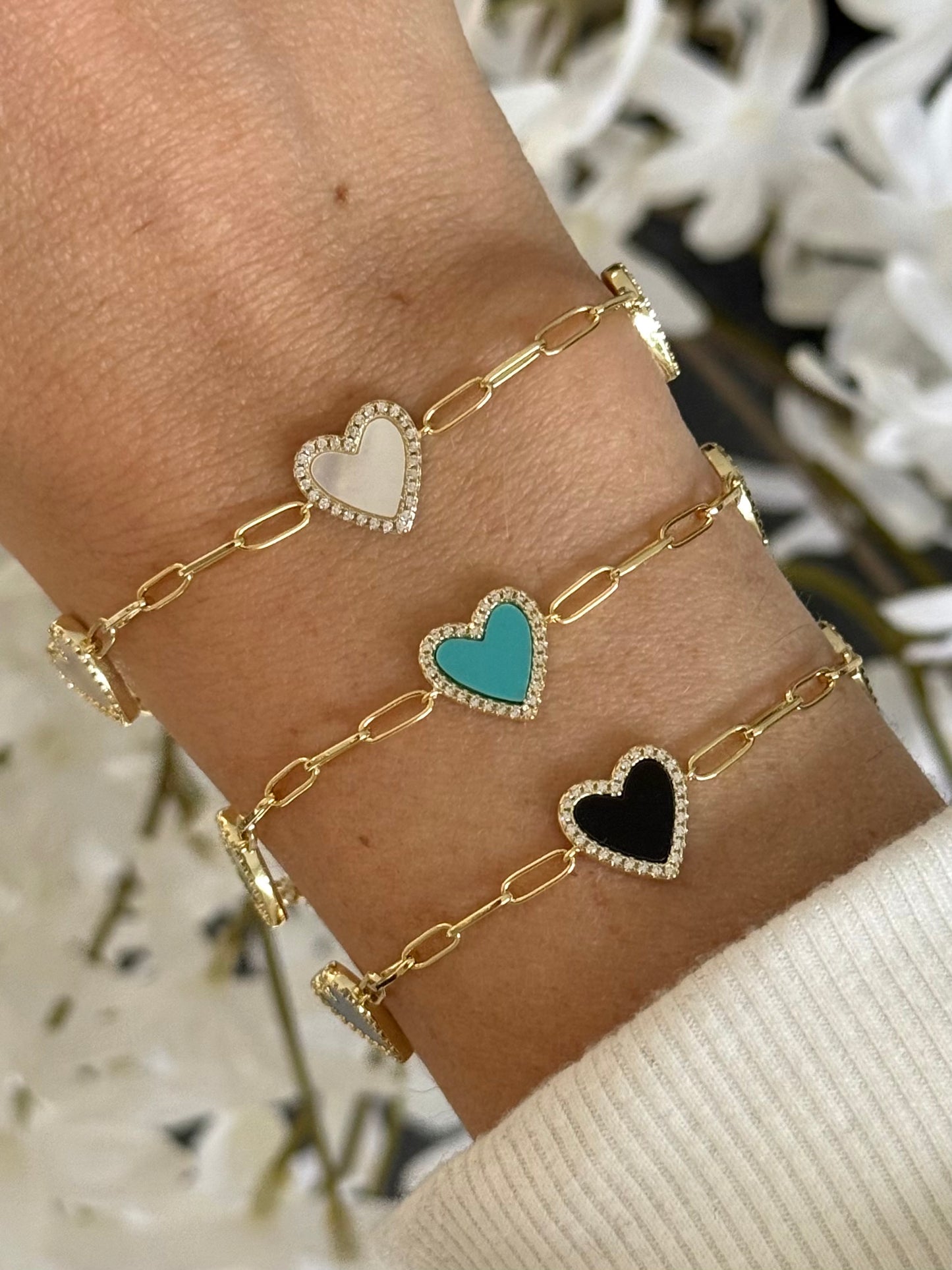 Pulsera paperclip corazón negro