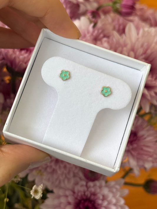 Aretes flor aqua