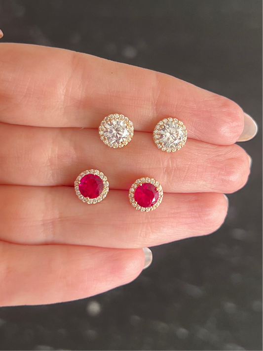 Aretes zirconia y halo cz