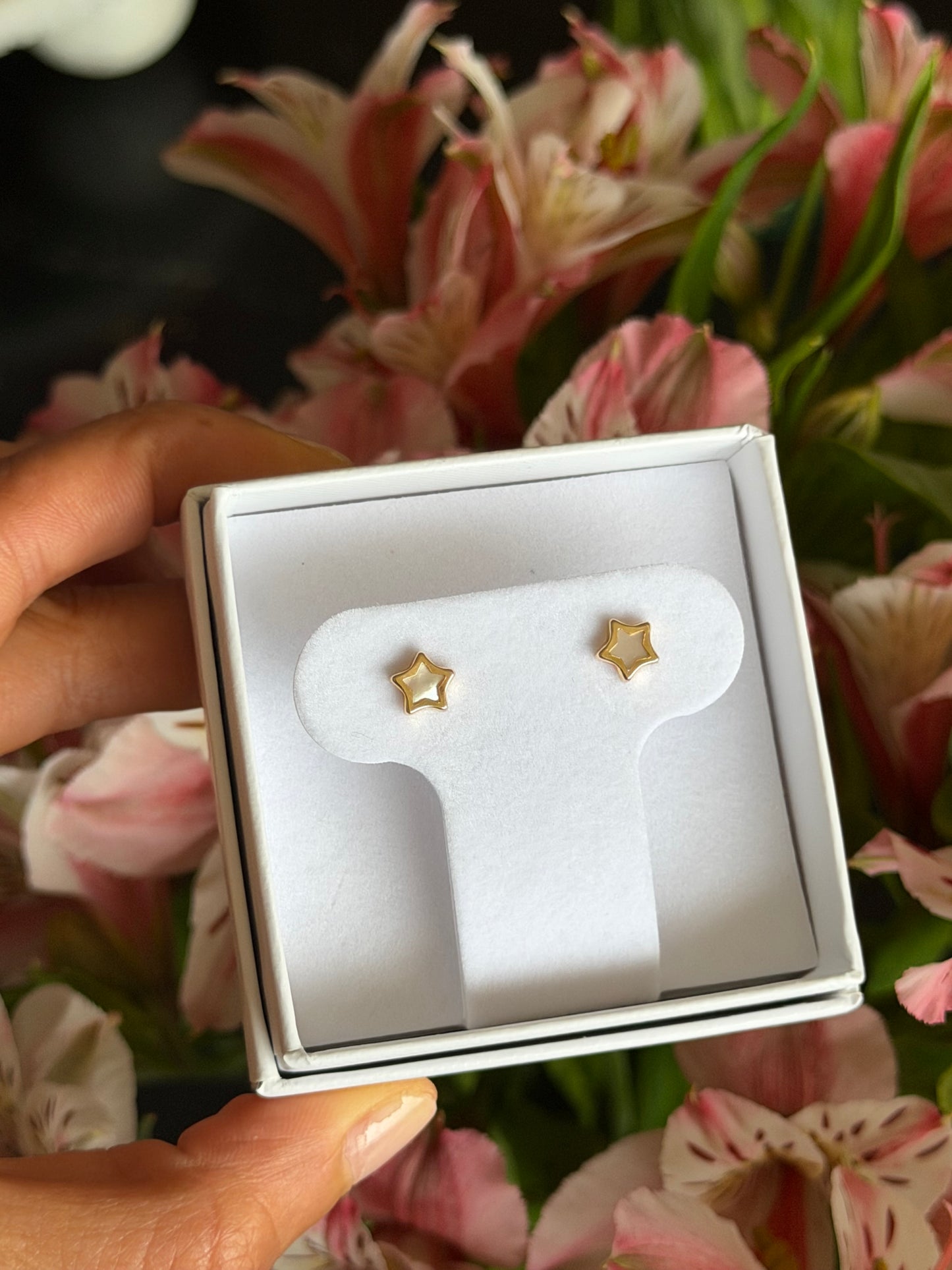 Aretes estrella madre perla