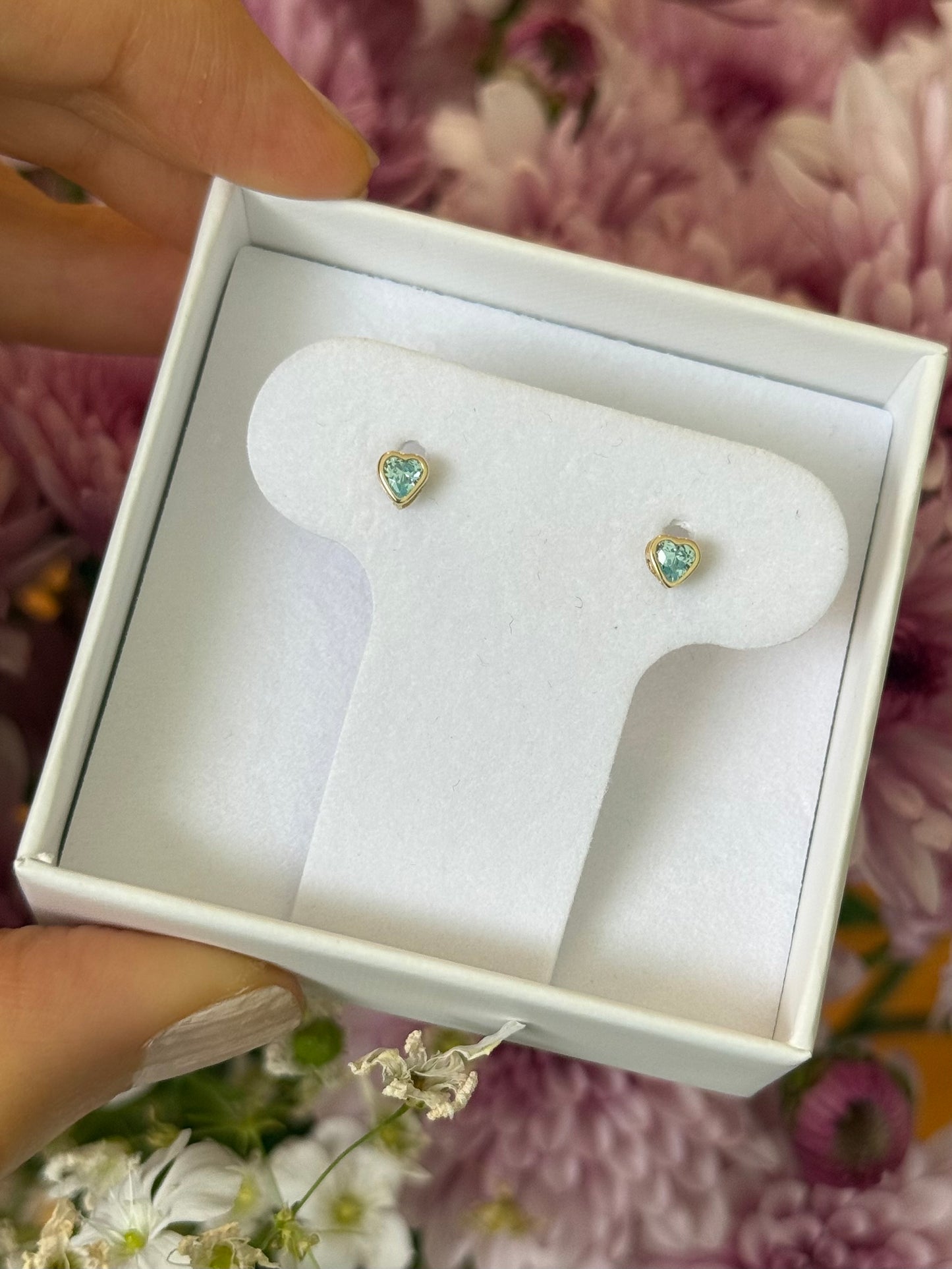 Arete corazón azul mini