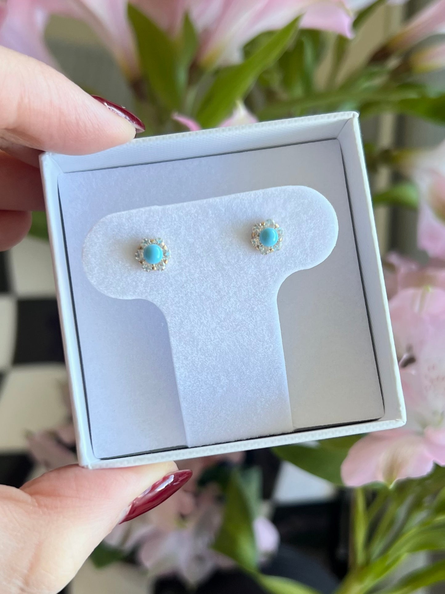 Aretes turquesa halo cz