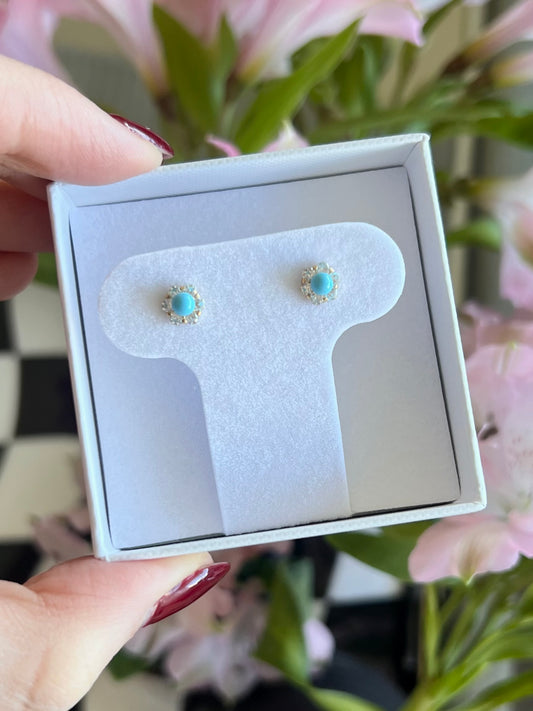 Aretes turquesa halo cz