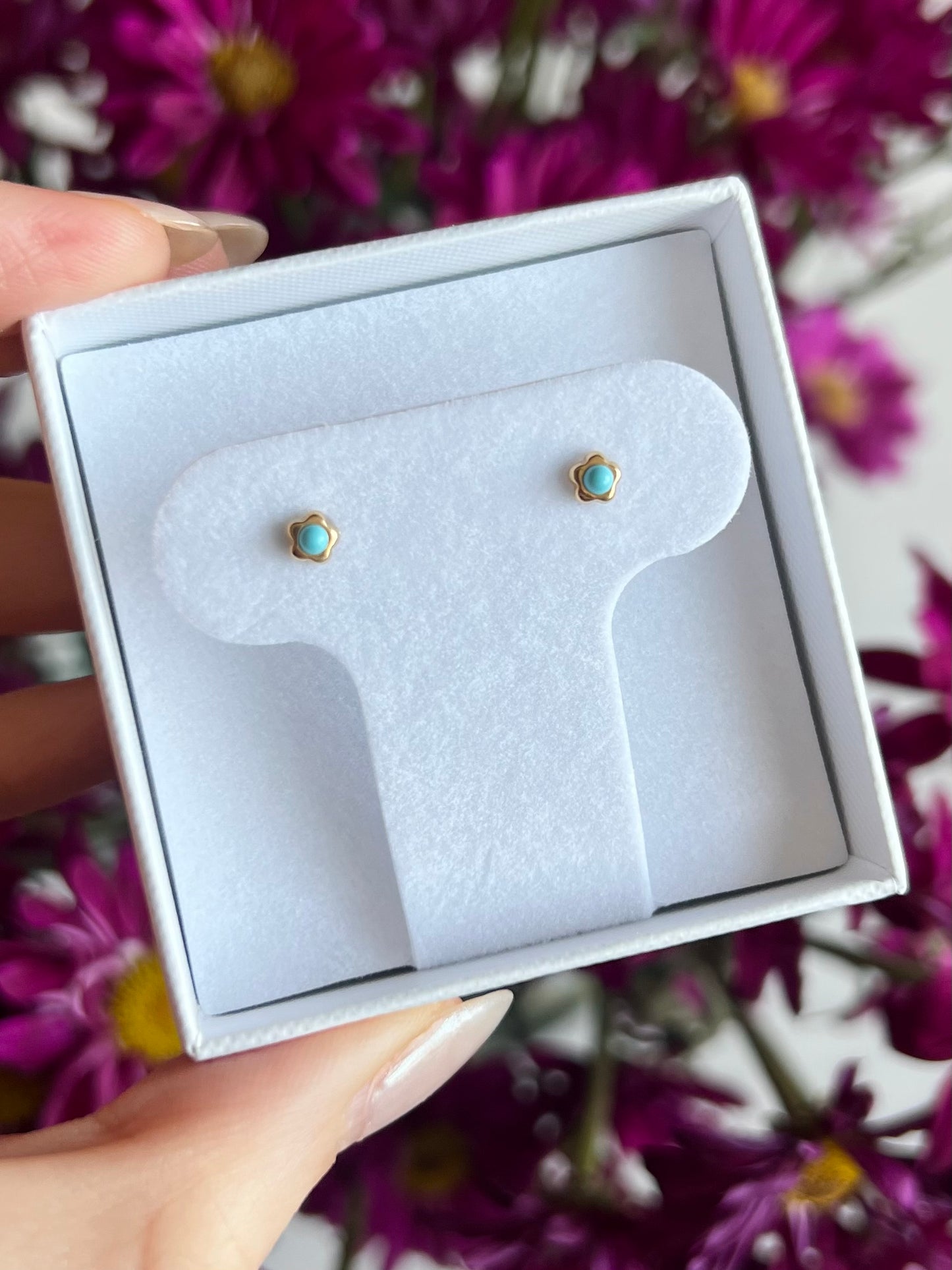 Aretes flor turquesa mini