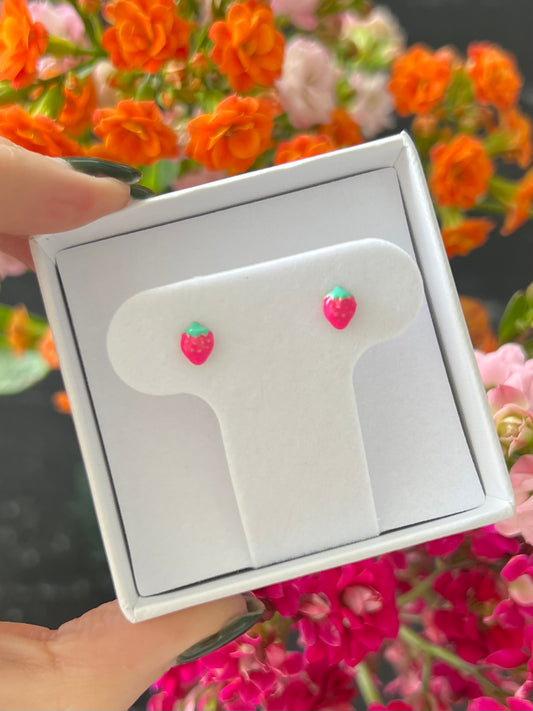 Aretes fresas rosa Barbie