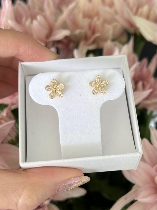 Aretes flores diamantes