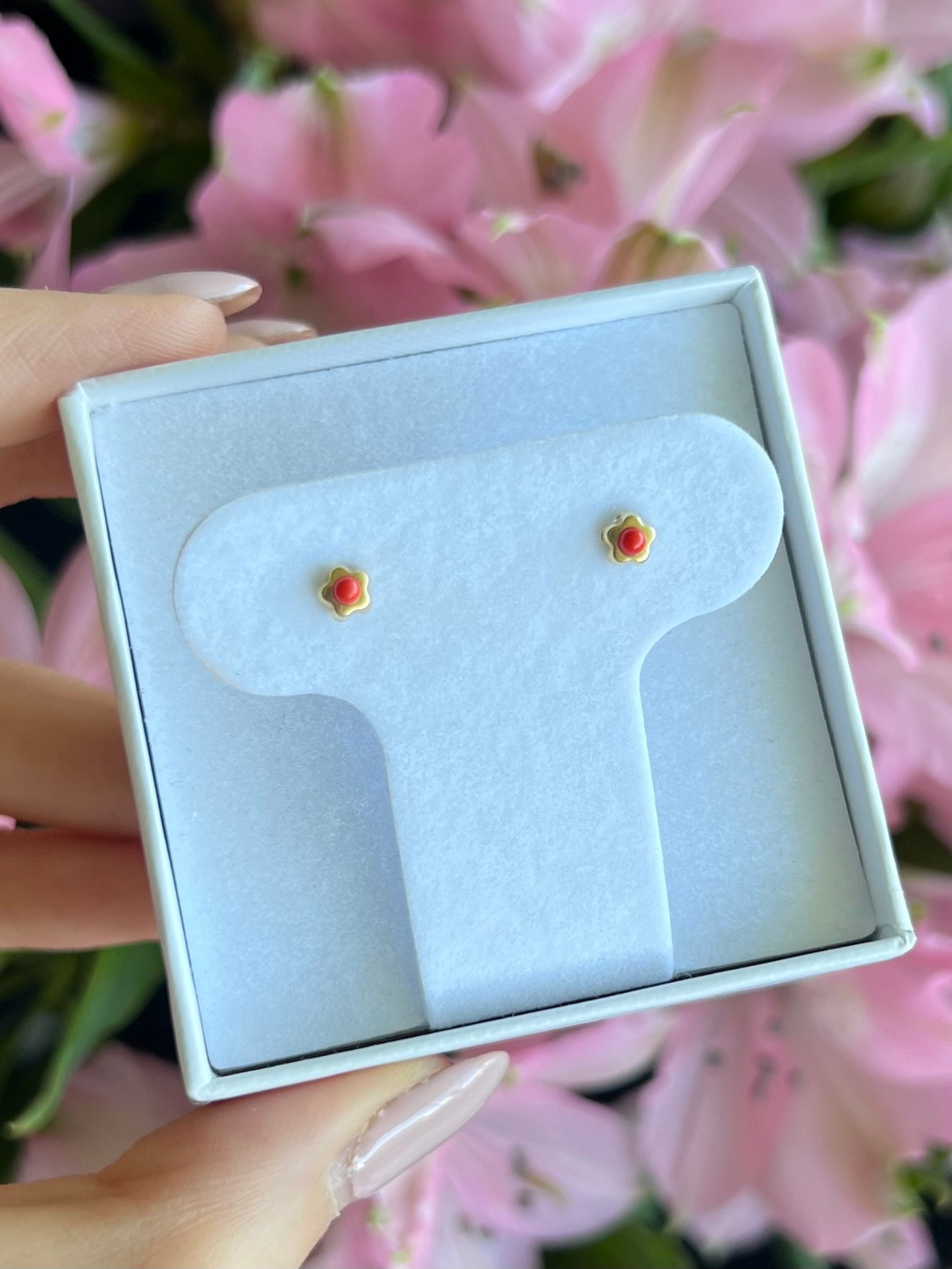 Aretes flor Coral