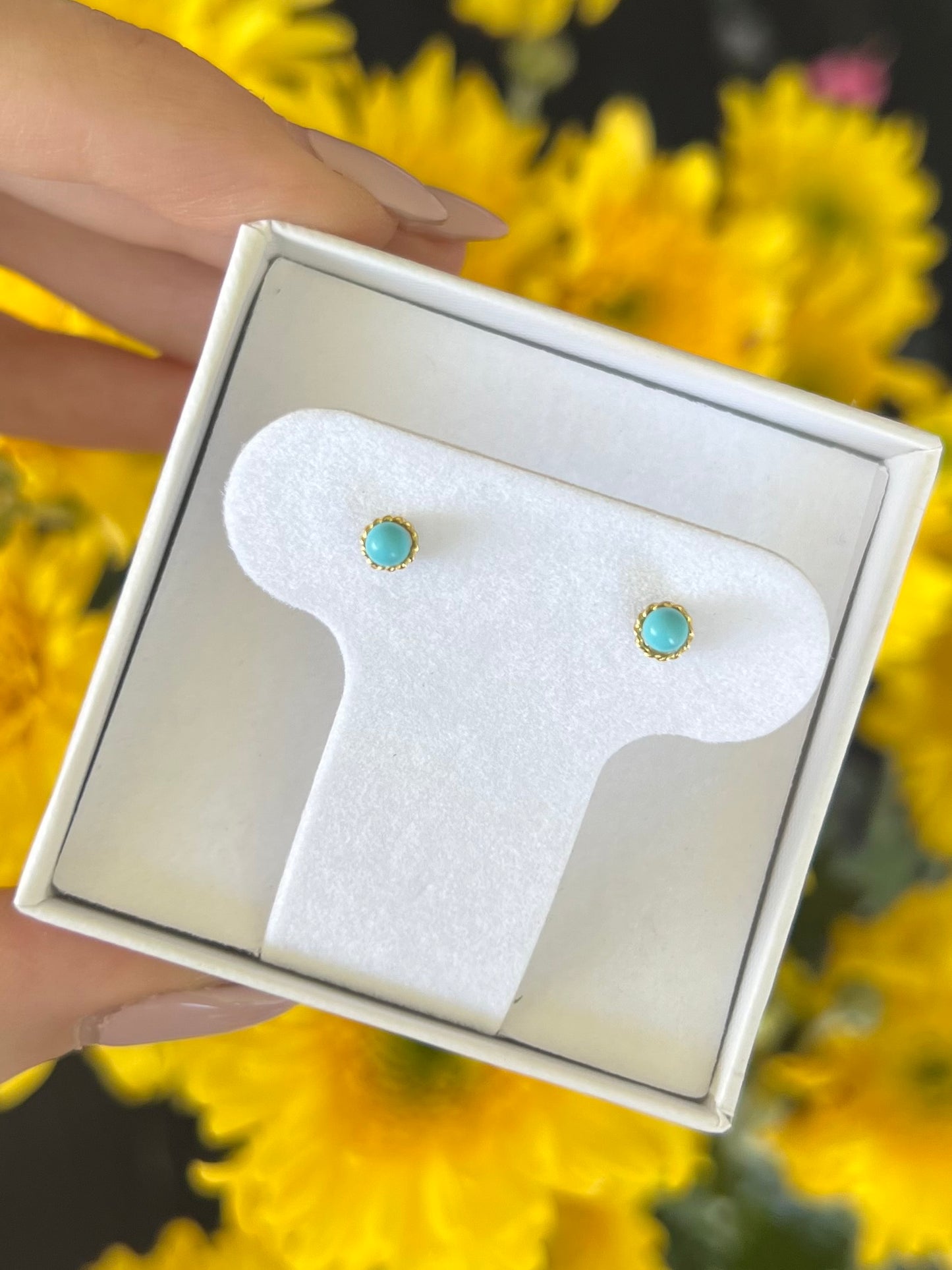 Aretes turquesa con bisel 3MM
