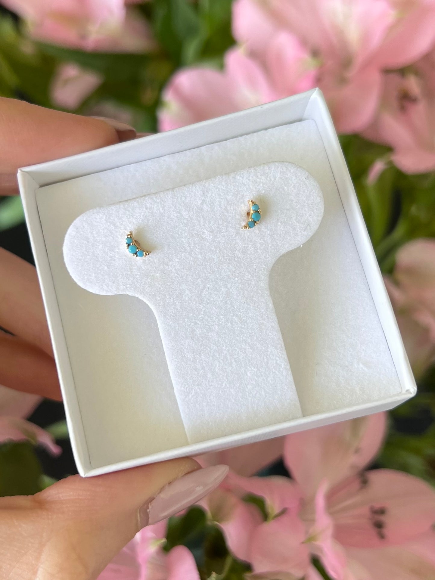 Aretes luna turquesa